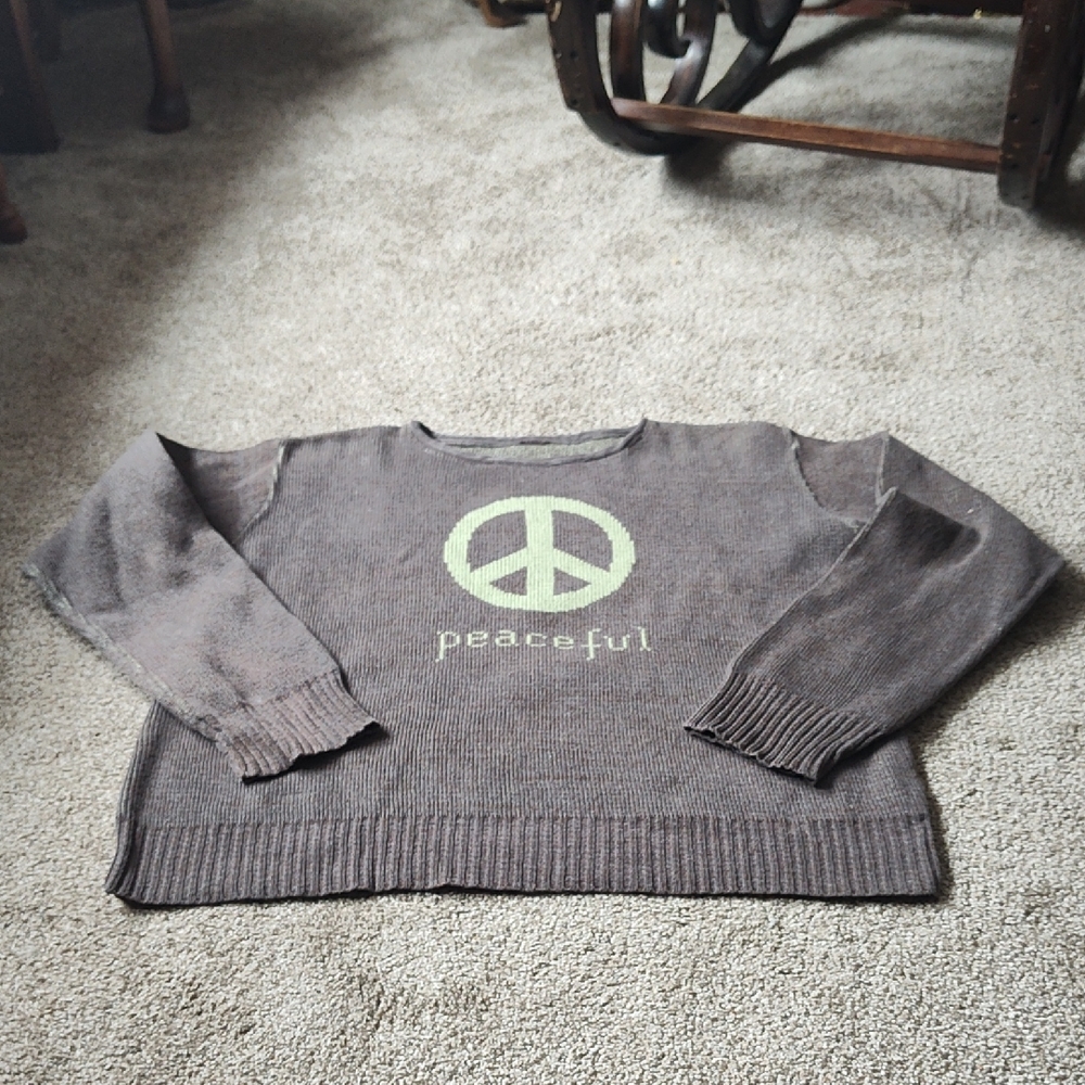 PEACEFUL Retro Boxy Cotton Sweater